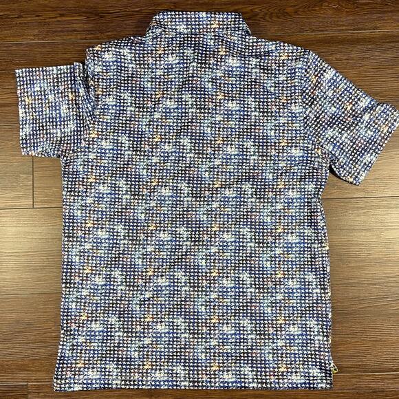 MAELREG Performance Polo Shirt Men's L Blue Multicolor Houndstooth Short Sleeve - Picture 8 of 8